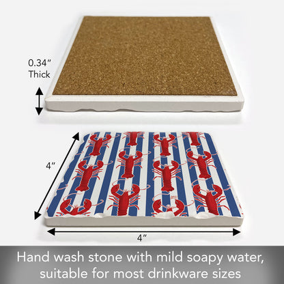 Lobster Stripe Single Tumbled Tile Coaster 4" Square Create Your Own Collection