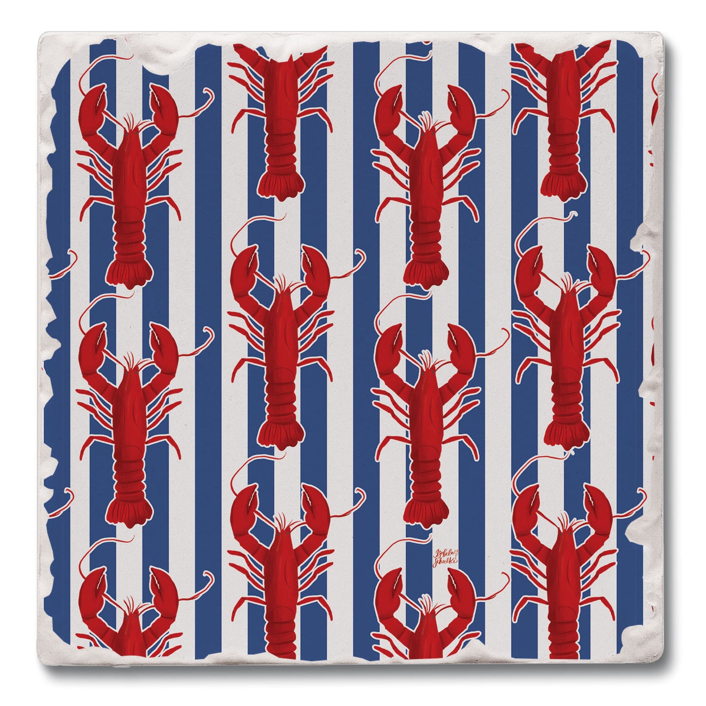 Lobster Stripe Single Tumbled Tile Coaster 4" Square Create Your Own Collection
