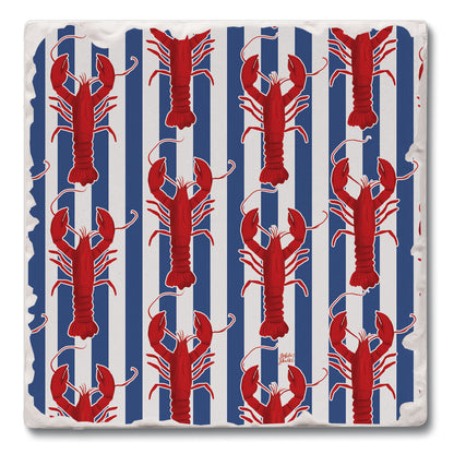 Lobster Stripe Single Tumbled Tile Coaster 4" Square Create Your Own Collection