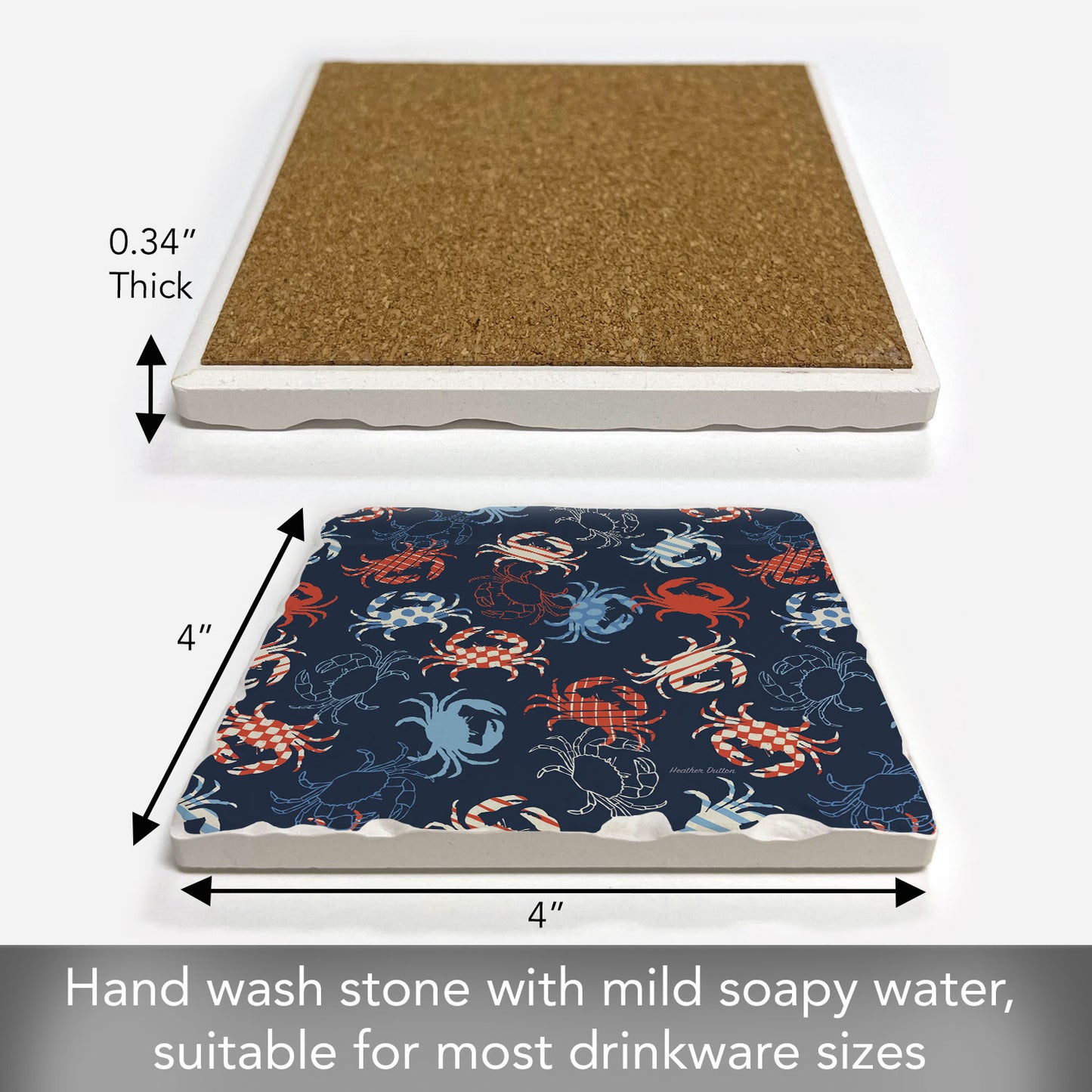 Crustaceous Single Tumbled Tile Coaster 4" Square Create Your Own Collection