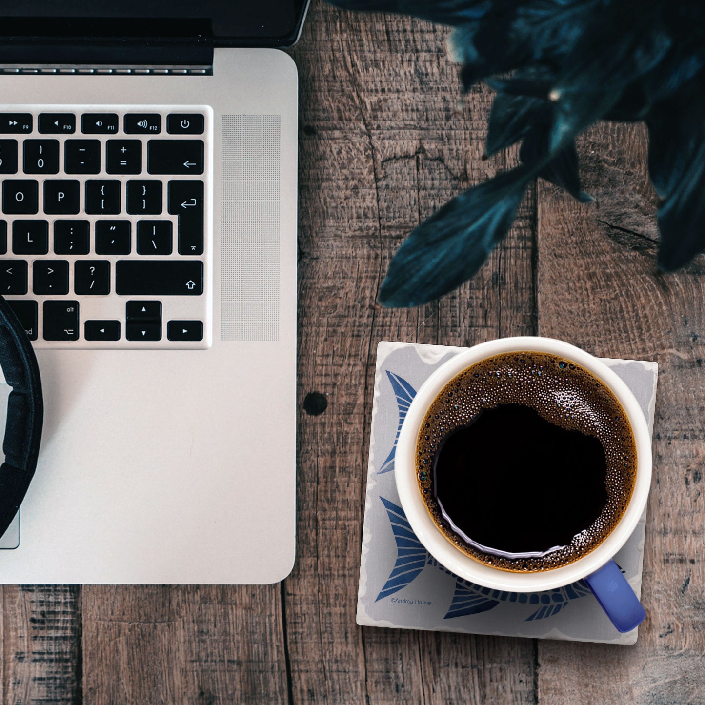 Thirstystone Blue Fish Single Tumbled Tile Coaster 4" Square Create Your Own Collection