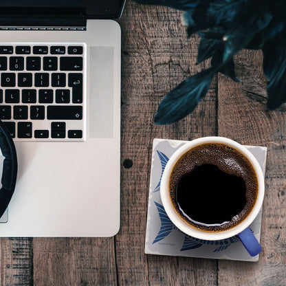 Thirstystone Blue Fish Single Tumbled Tile Coaster 4" Square Create Your Own Collection