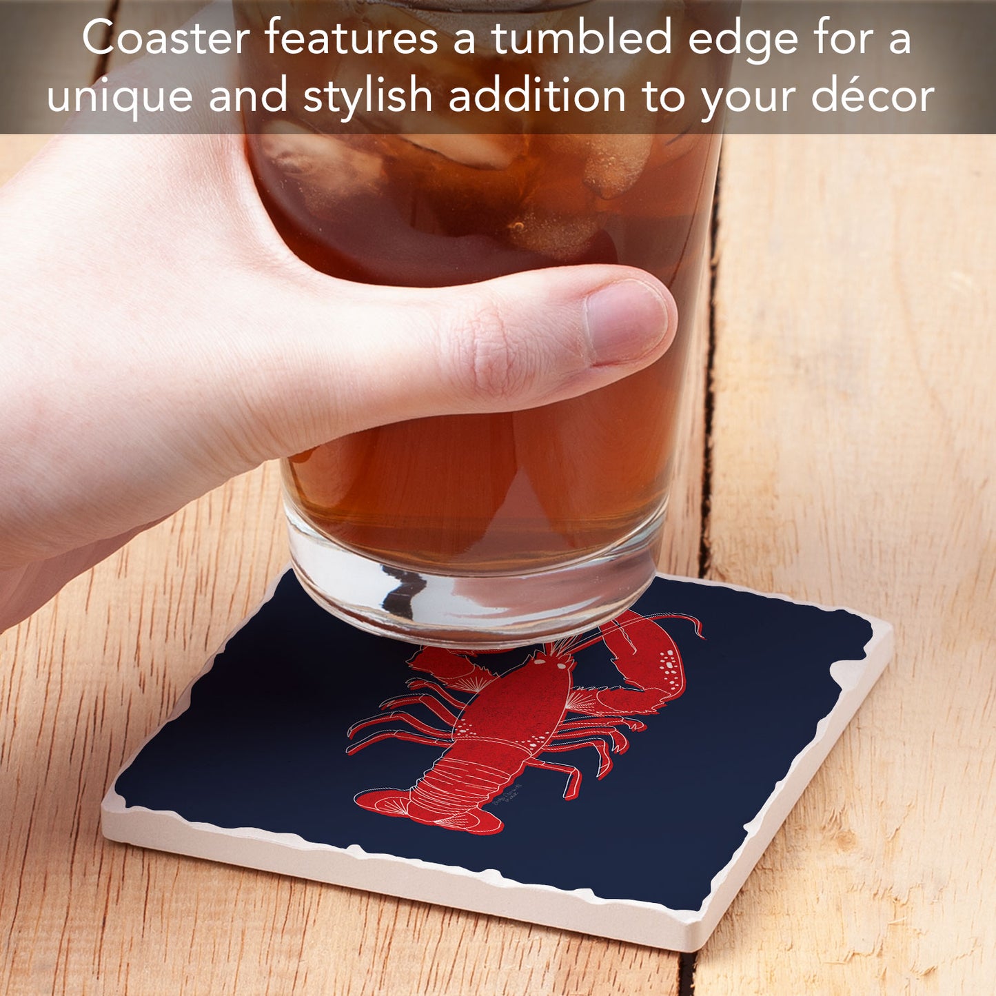 Maine Lobster Single Tumbled Tile Coaster 4" Square Create Your Own Collection
