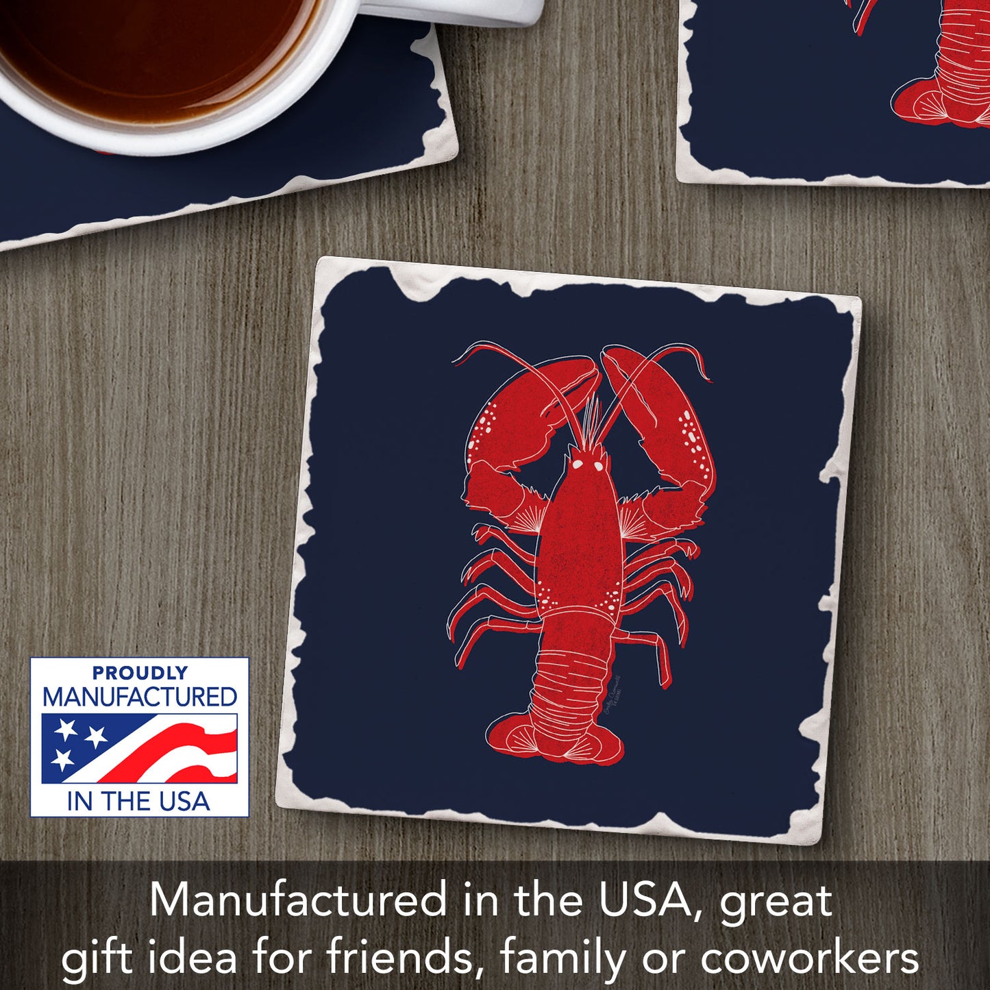 Maine Lobster Single Tumbled Tile Coaster 4" Square Create Your Own Collection