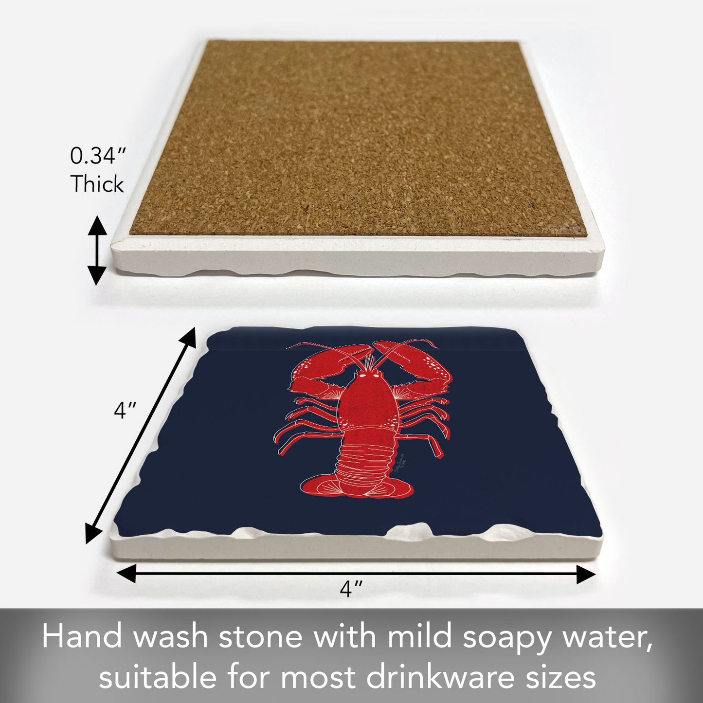 Maine Lobster Single Tumbled Tile Coaster 4" Square Create Your Own Collection
