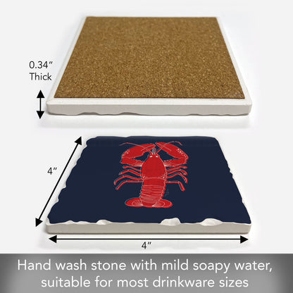 Maine Lobster Single Tumbled Tile Coaster 4" Square Create Your Own Collection