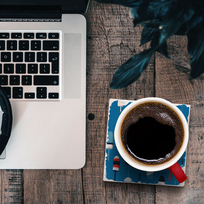 Buoy Pattern Single Tumbled Tile Coaster 4" Square Create Your Own Collection