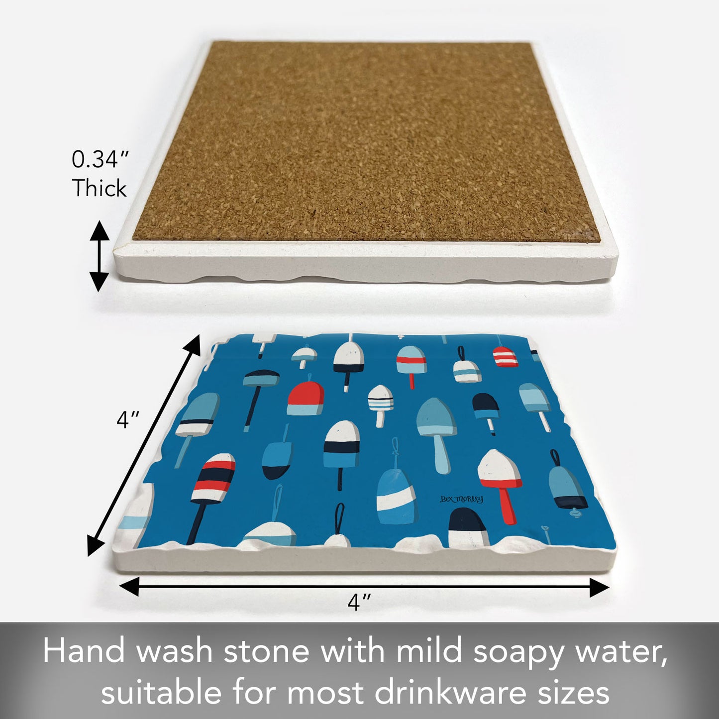 Buoy Pattern Single Tumbled Tile Coaster 4" Square Create Your Own Collection