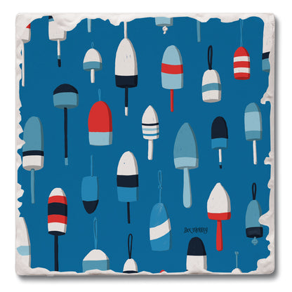Buoy Pattern Single Tumbled Tile Coaster 4" Square Create Your Own Collection