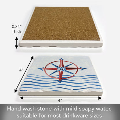 Thirstystone Nautical Wheel Single Tumbled Tile Coaster 4" Square Create Your Own Collection