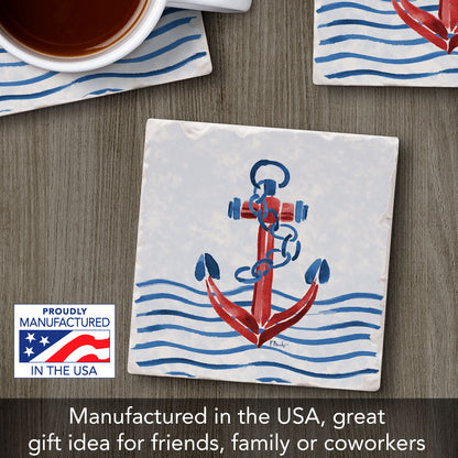 Thirstystone Nautical Anchor Single Tumbled Tile Coaster 4" Square Create Your Own Collection