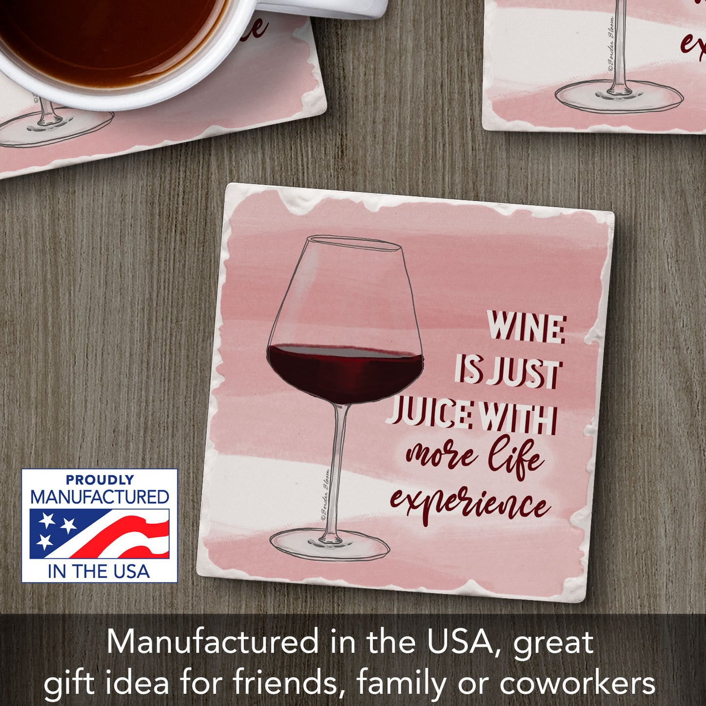 Wine Experience Single Tumbled Tile Coaster 4" Square Create Your Own Collection