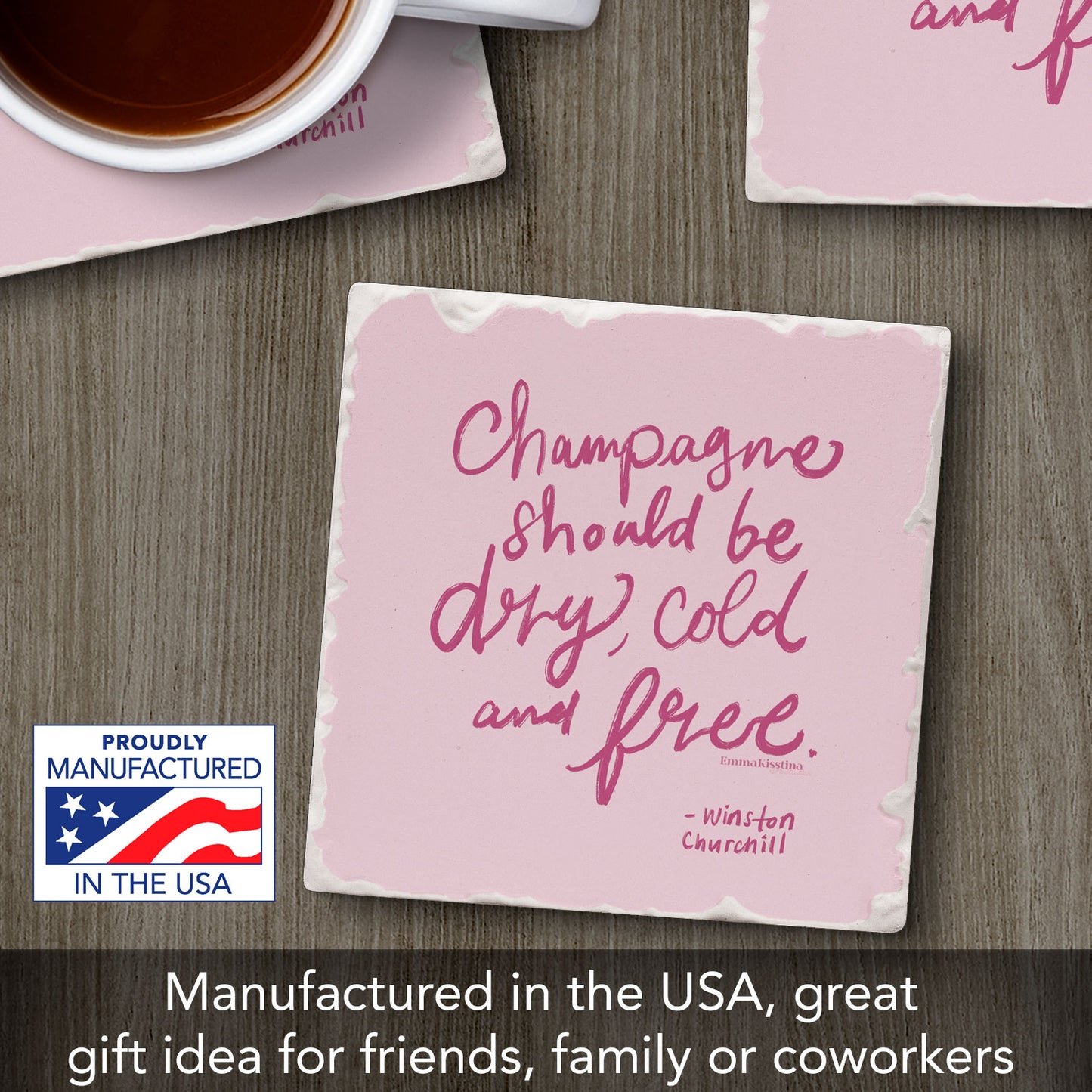 Champagne Single Tumbled Tile Coaster 4" Square Create Your Own Collection