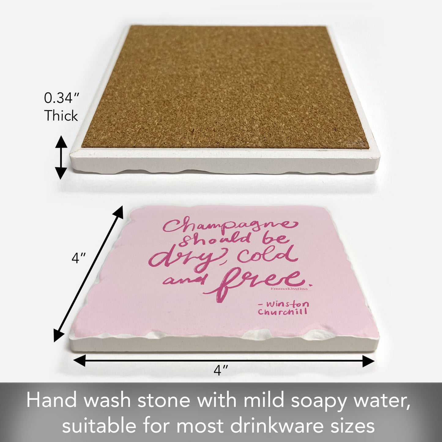 Champagne Single Tumbled Tile Coaster 4" Square Create Your Own Collection