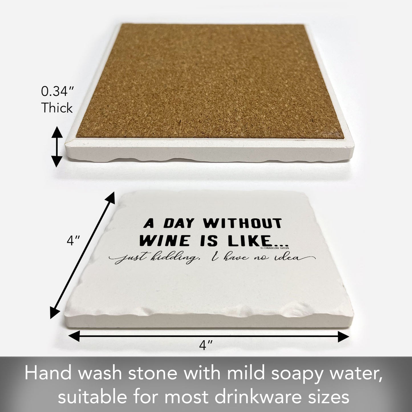 Day Without Drinking Single Tumbled Tile Coaster 4" Square Create Your Own Collection