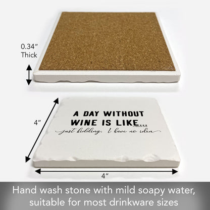 Day Without Drinking Single Tumbled Tile Coaster 4" Square Create Your Own Collection