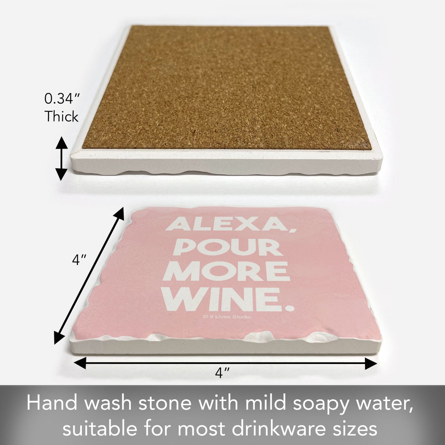 Alexa Pour More Wine Single Tumbled Tile Coaster 4" Square Create Your Own Collection