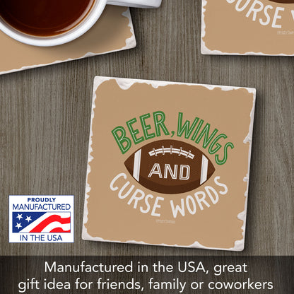 Beer & Wings Single Tumbled Tile Coaster 4" Square Create Your Own Collection