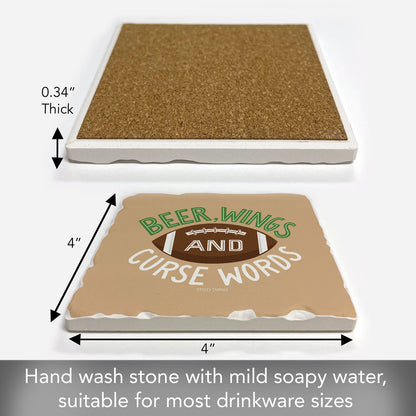 Beer & Wings Single Tumbled Tile Coaster 4" Square Create Your Own Collection