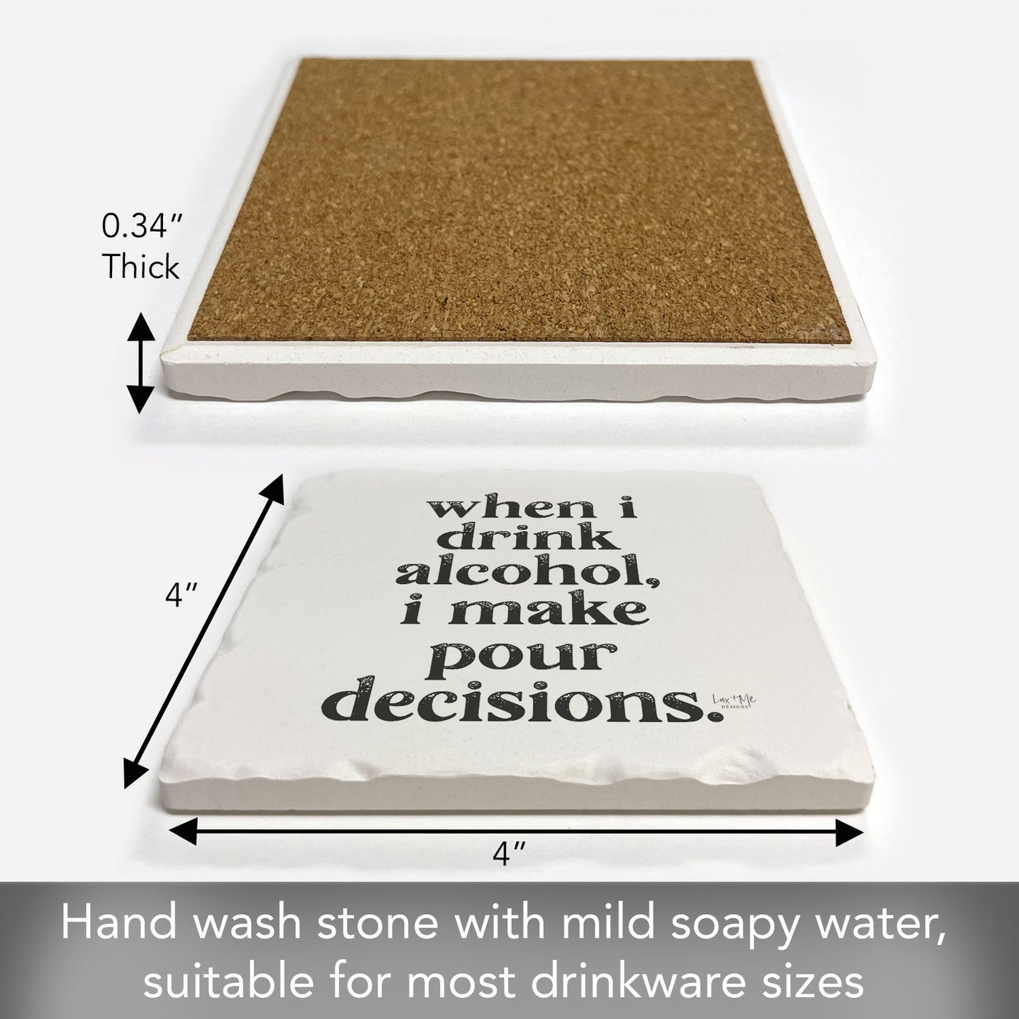 Pour Decisions Single Tumbled Tile Coaster 4" Square Create Your Own Collection