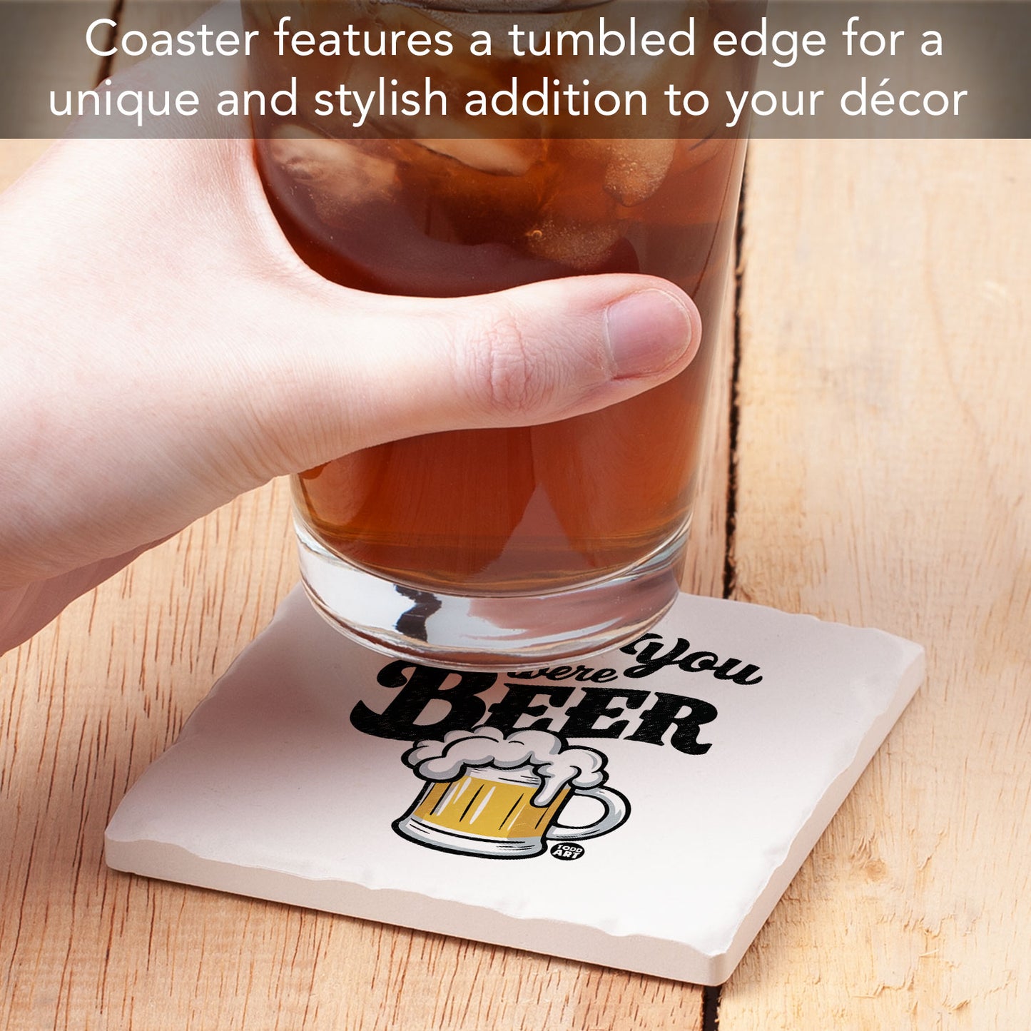 Wish You Were Beer Single Tumbled Tile Coaster 4" Square Create Your Own Collection