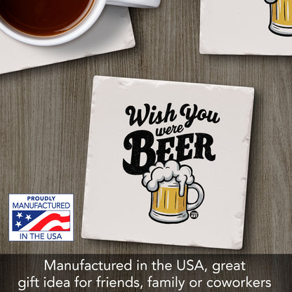 Wish You Were Beer Single Tumbled Tile Coaster 4" Square Create Your Own Collection