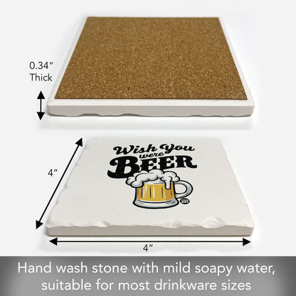 Wish You Were Beer Single Tumbled Tile Coaster 4" Square Create Your Own Collection