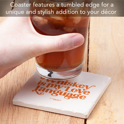 Whiskey Love Language Single Tumbled Tile Coaster 4" Square Create Your Own Collection