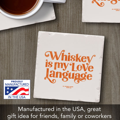 Whiskey Love Language Single Tumbled Tile Coaster 4" Square Create Your Own Collection