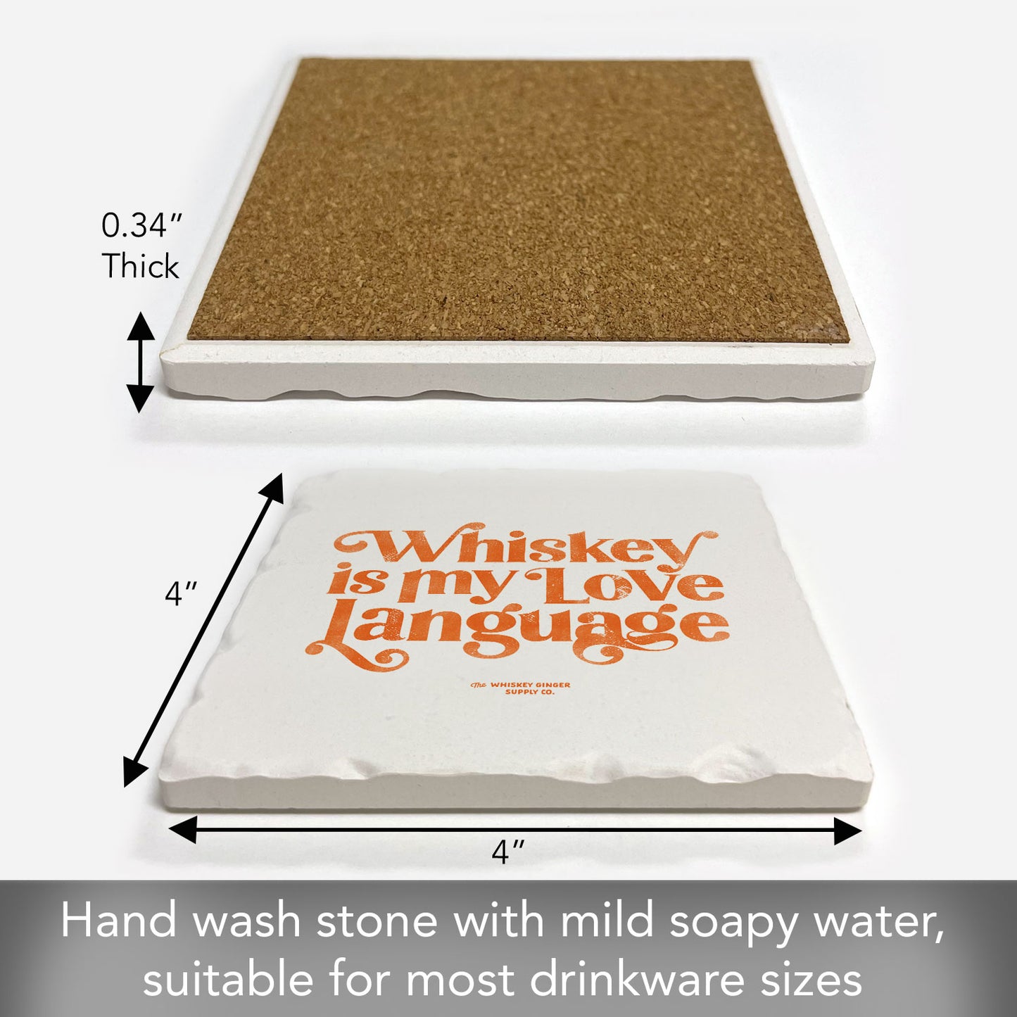 Whiskey Love Language Single Tumbled Tile Coaster 4" Square Create Your Own Collection