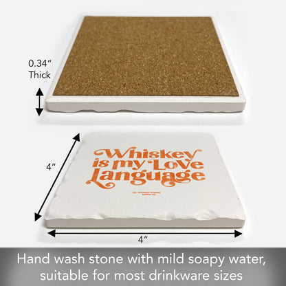 Whiskey Love Language Single Tumbled Tile Coaster 4" Square Create Your Own Collection