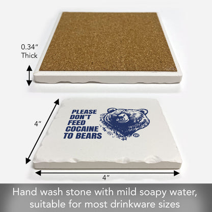 Cocaine Bear Single Tumbled Tile Coaster 4" Square Create Your Own Collection