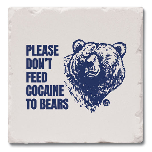 Cocaine Bear Single Tumbled Tile Coaster 4" Square Create Your Own Collection
