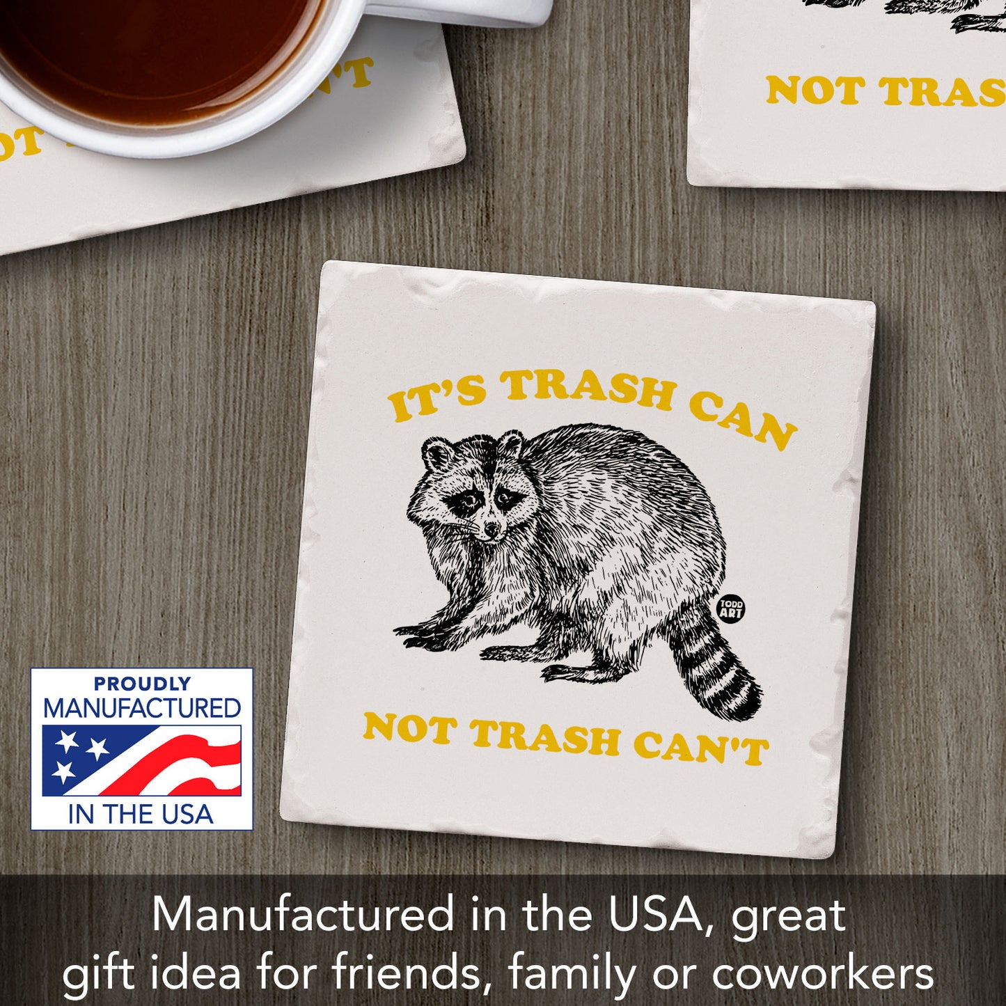 Trash Can Single Tumbled Tile Coaster 4" Square Create Your Own Collection