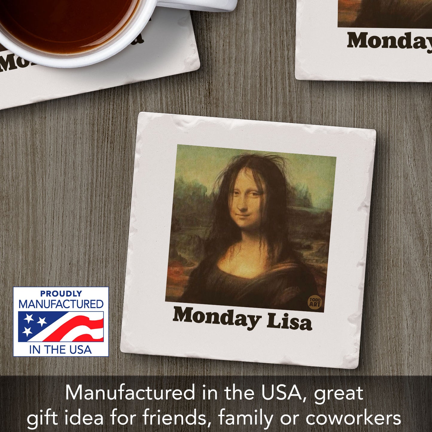 Monday Lisa Single Tumbled Tile Coaster 4" Square Create Your Own Collection