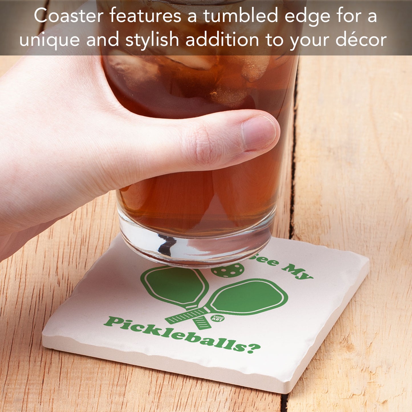 Pickleballs Single Tumbled Tile Coaster 4" Square Create Your Own Collection