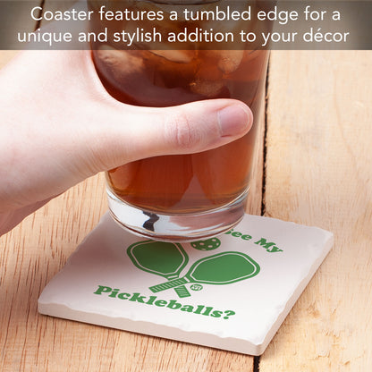 Pickleballs Single Tumbled Tile Coaster 4" Square Create Your Own Collection