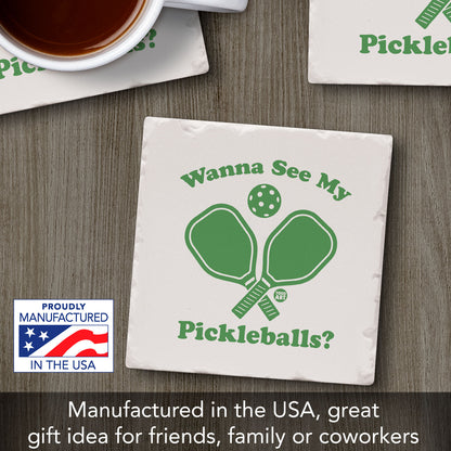 Pickleballs Single Tumbled Tile Coaster 4" Square Create Your Own Collection