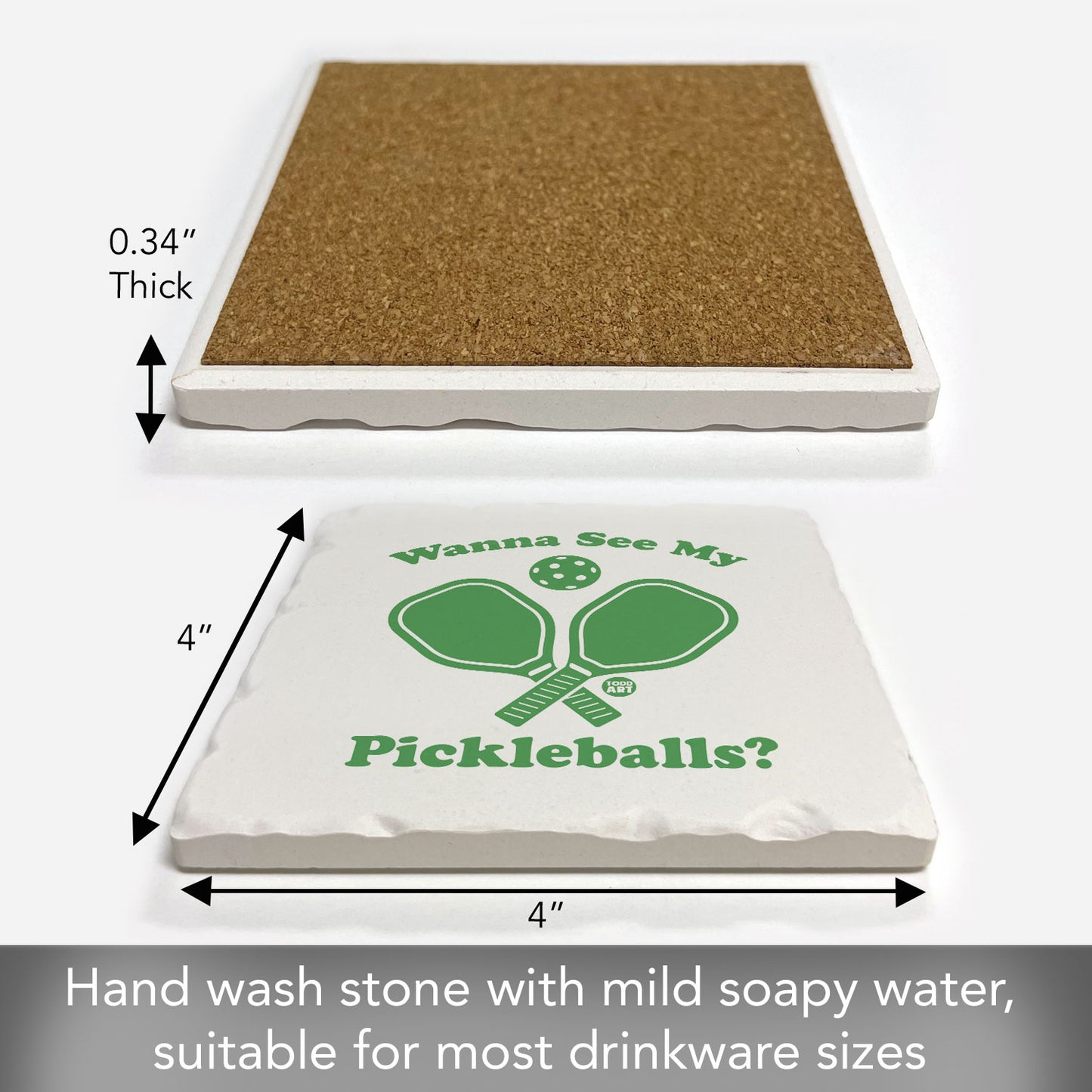 Pickleballs Single Tumbled Tile Coaster 4" Square Create Your Own Collection