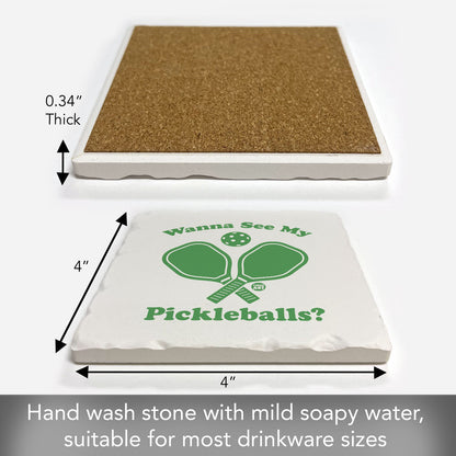 Pickleballs Single Tumbled Tile Coaster 4" Square Create Your Own Collection