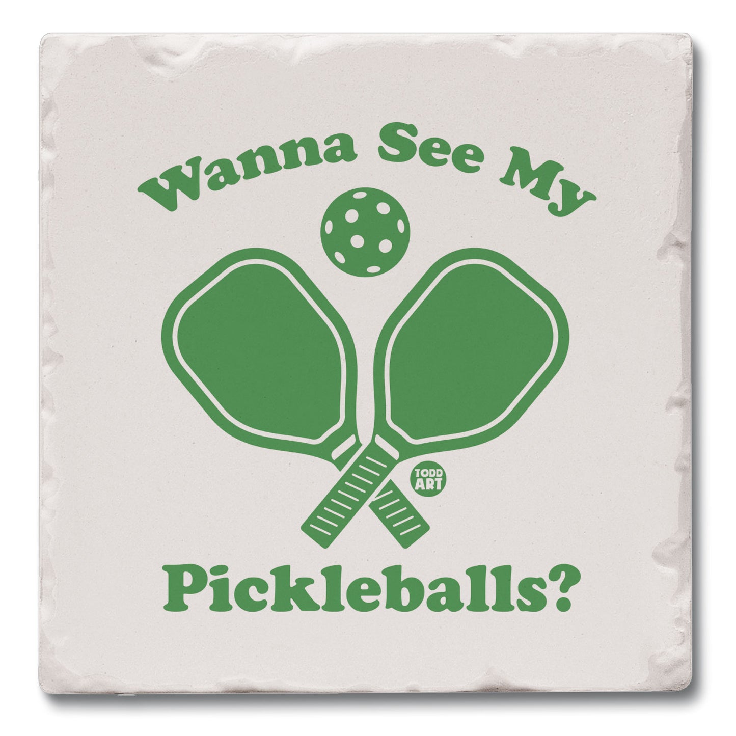Pickleballs Single Tumbled Tile Coaster 4" Square Create Your Own Collection