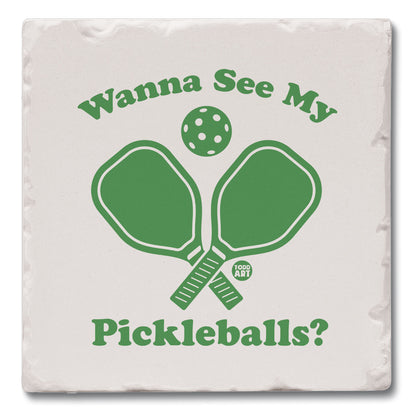 Pickleballs Single Tumbled Tile Coaster 4" Square Create Your Own Collection