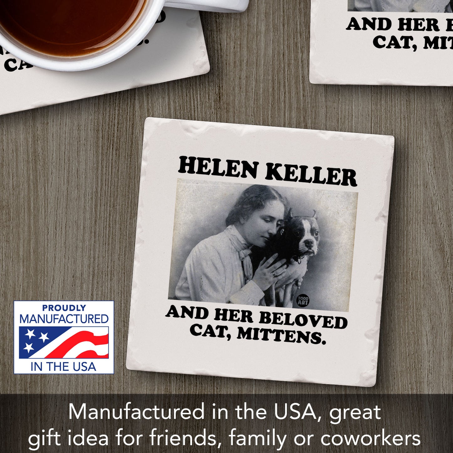 Helen Keller Single Tumbled Tile Coaster 4" Square Create Your Own Collection