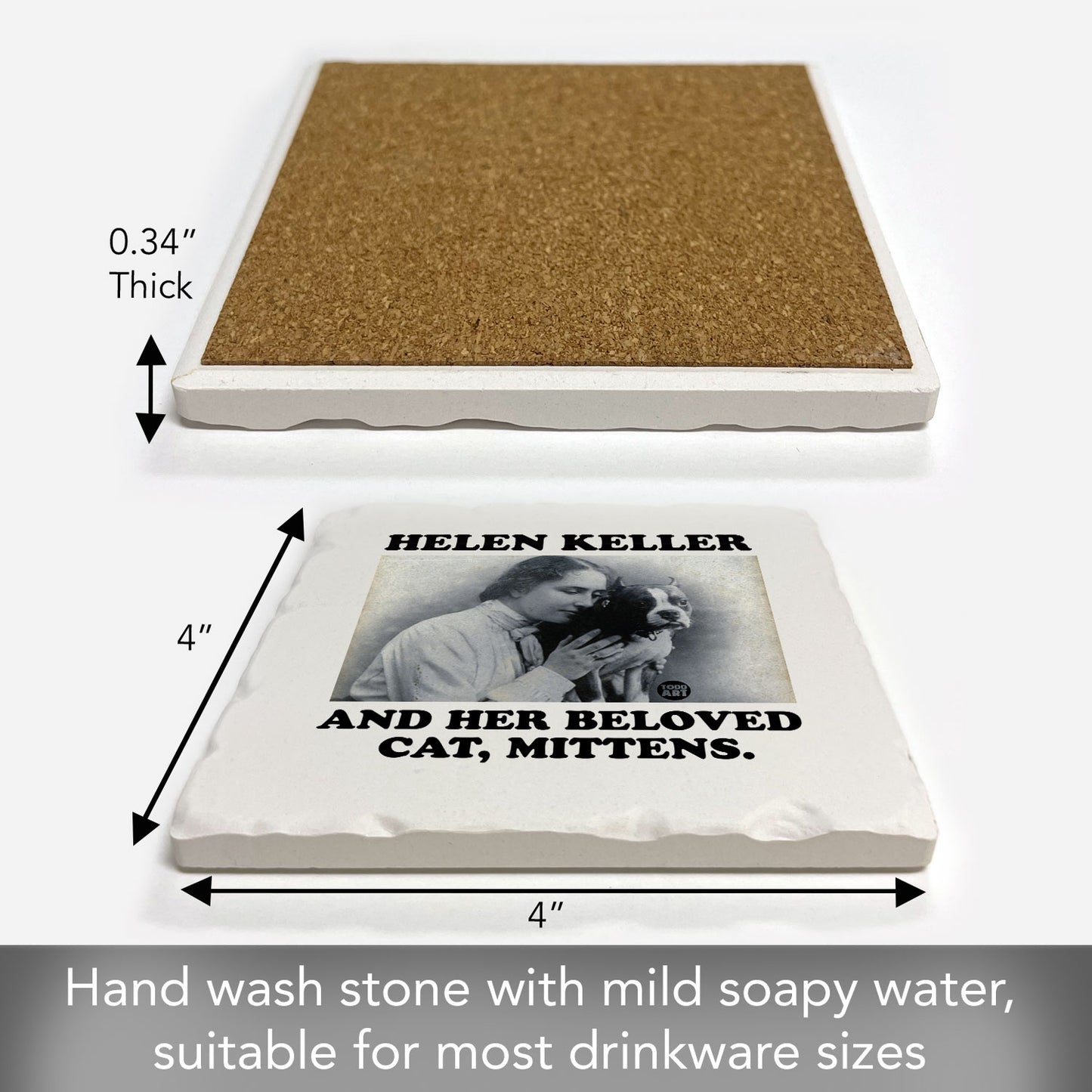 Helen Keller Single Tumbled Tile Coaster 4" Square Create Your Own Collection