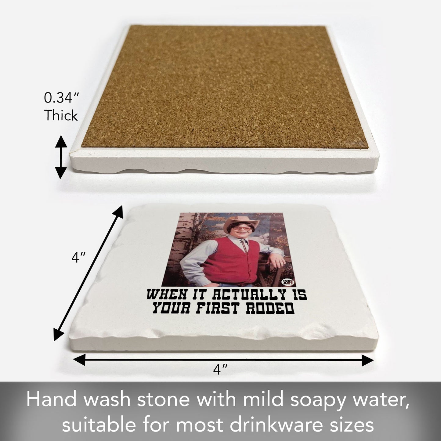 First Rodeo Single Tumbled Tile Coaster 4" Square Create Your Own Collection