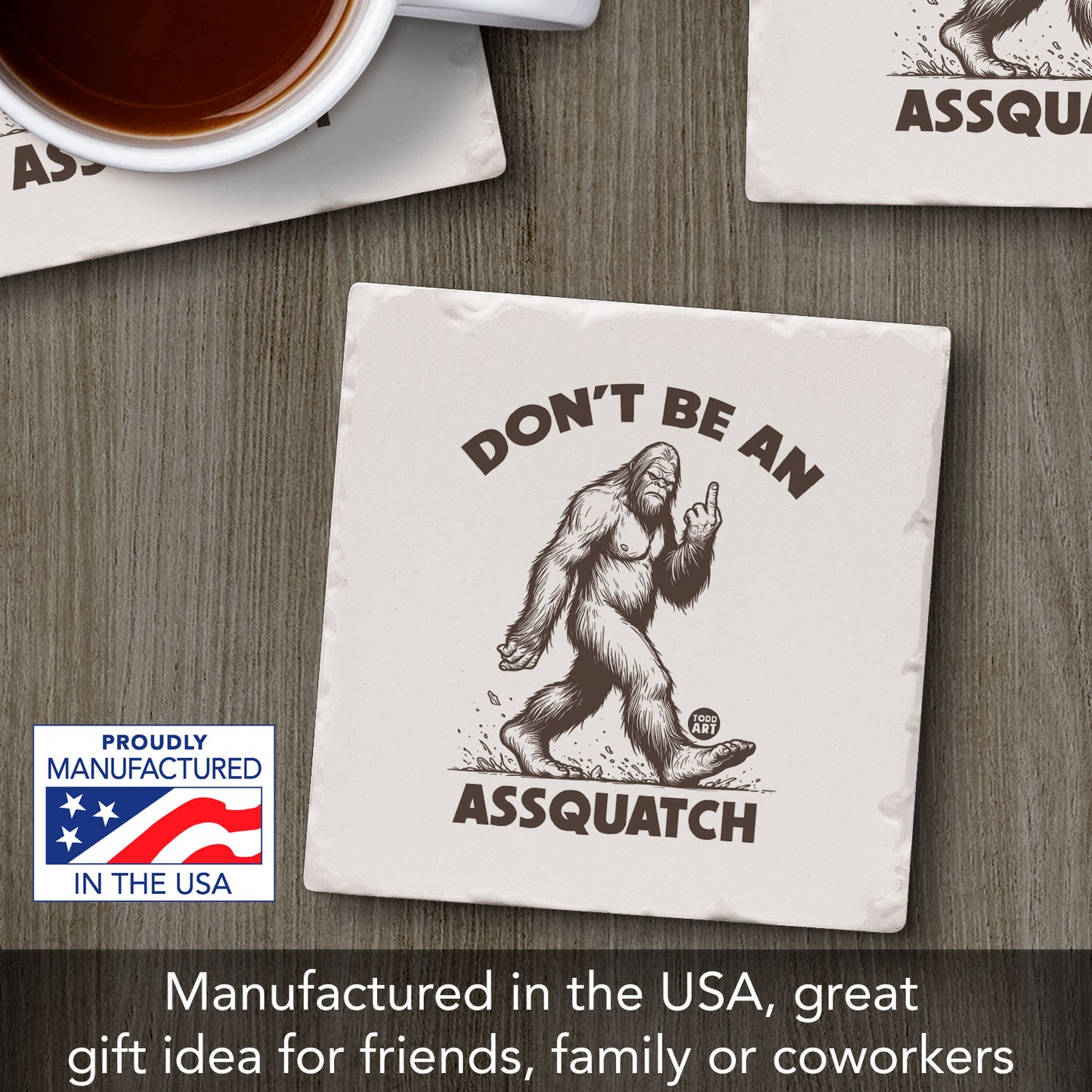 Assquatch Single Tumbled Tile Coaster 4" Square Create Your Own Collection