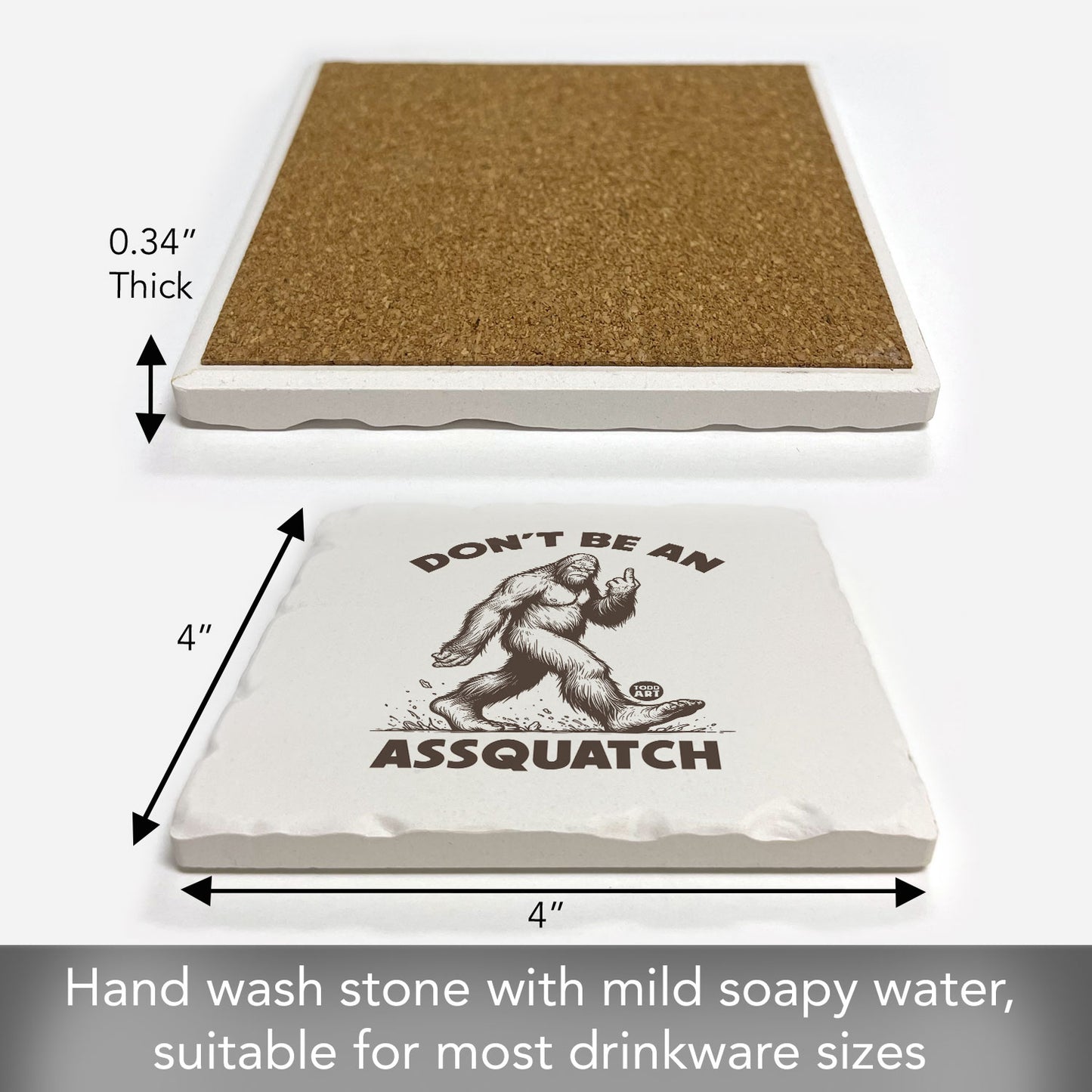 Assquatch Single Tumbled Tile Coaster 4" Square Create Your Own Collection