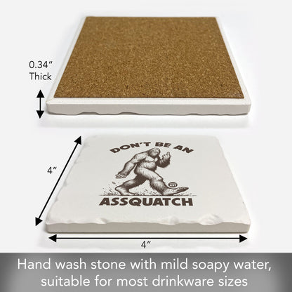 Assquatch Single Tumbled Tile Coaster 4" Square Create Your Own Collection