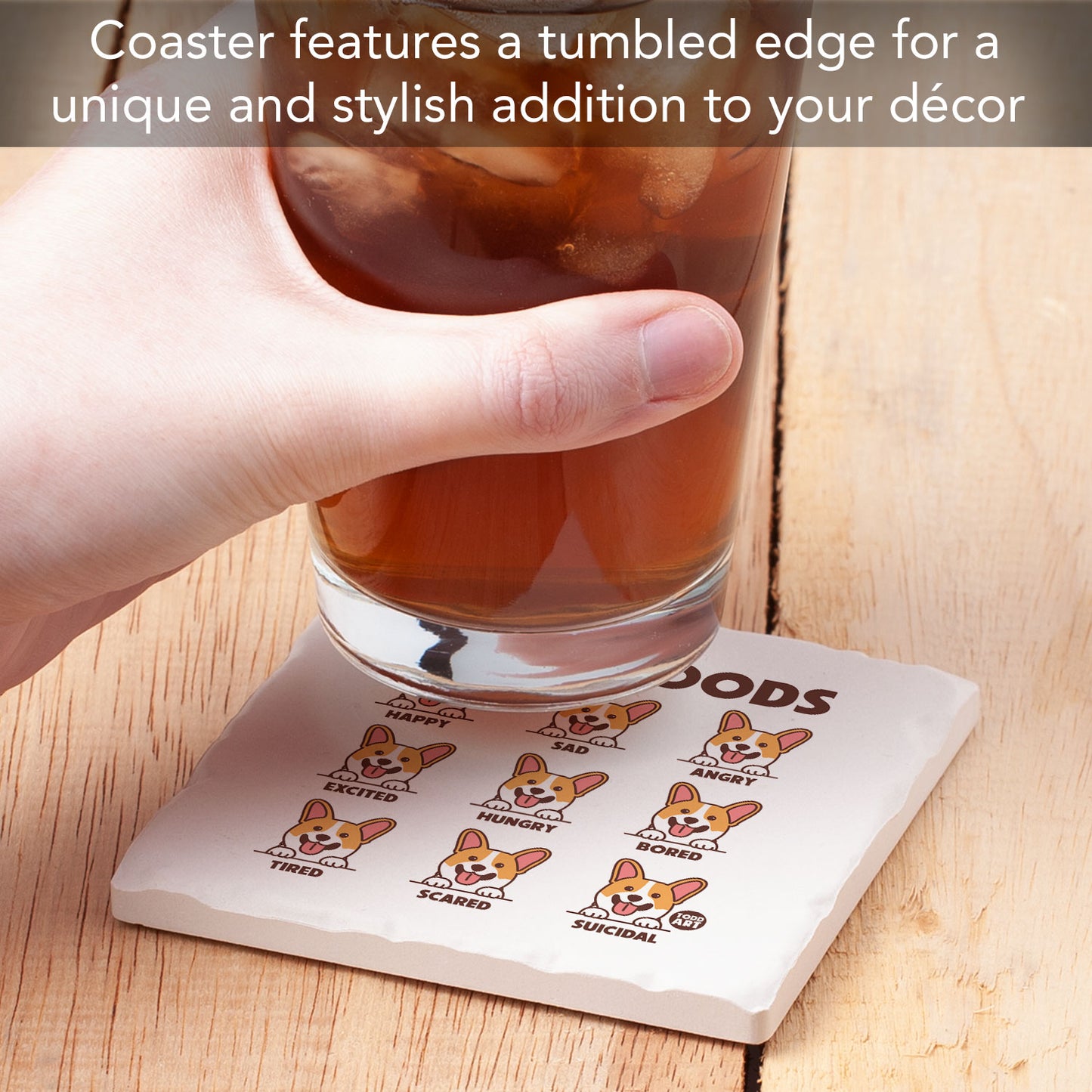 Dog Moods Single Tumbled Tile Coaster 4" Square Create Your Own Collection