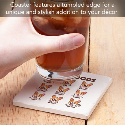 Dog Moods Single Tumbled Tile Coaster 4" Square Create Your Own Collection